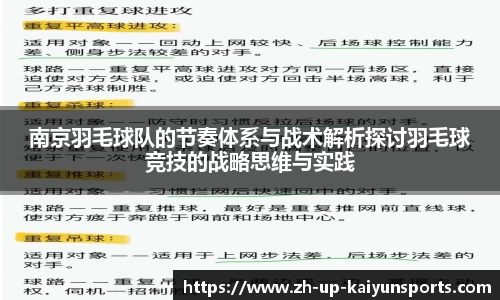 南京羽毛球队的节奏体系与战术解析探讨羽毛球竞技的战略思维与实践